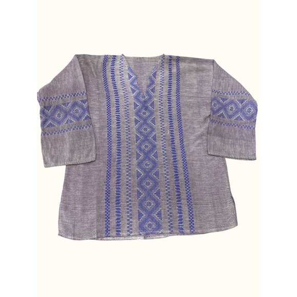 CCC Handwoven Purple Blue Geometric Patterned Mens Cotton Tunic Size Medium - Picture 4 of 5